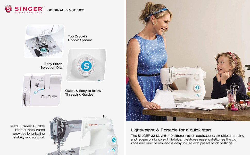 Amazon.com: SINGER Fashion Mate™ 3342 Lightweight & Portable Sewing - Singer Sewing Machine Fashion Mate 3342