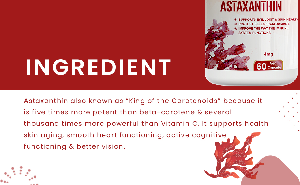 Health Veda Organics Plant Based Astaxanthin 6 mg Supplement I 120 Veg