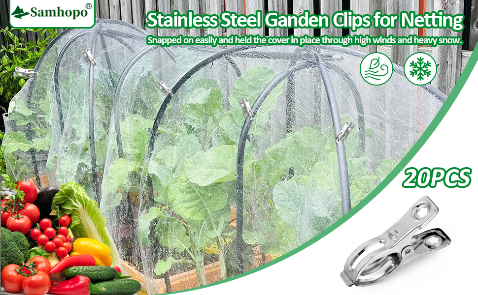 Samhopo 20 Pcs 2.3inch Row Cover Clips, Gardening Clips for