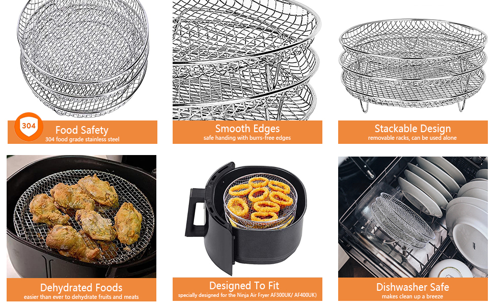 Air Fryer Racks 3 Layer Stackable Dehydrator Racks Stainless Steel