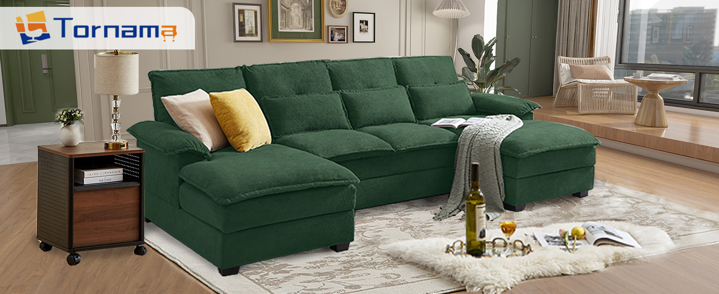 Tornama Convertible Sectional Sofa Couch, 109” Comfy