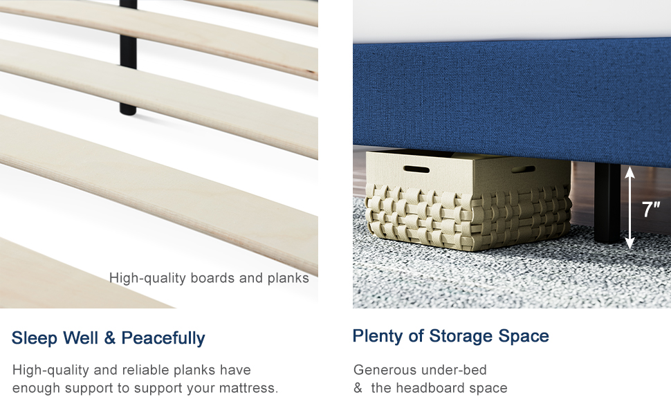 Molblly Queen Size Upholstered Platform Bed Frame, No Box Spring Needed