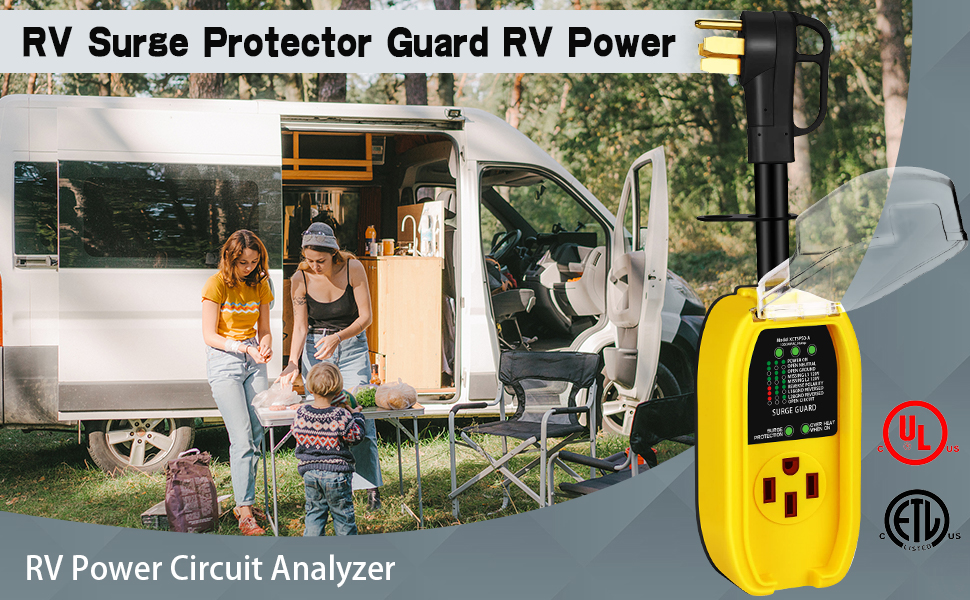 rv Surge Protector 50 Amp with Waterproof Cover, Allin1