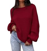PRETTYGARDEN Womens Sweaters Fall 2025 Long Lantern Sleeve Oversized Sweater Casual Crewneck Loos...