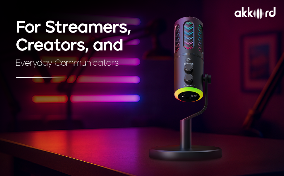 AKKORD USB Condenser Microphone with RGB Lights