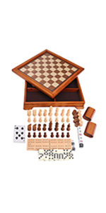 Deluxe 7-in-1 Wooden Board Game Set