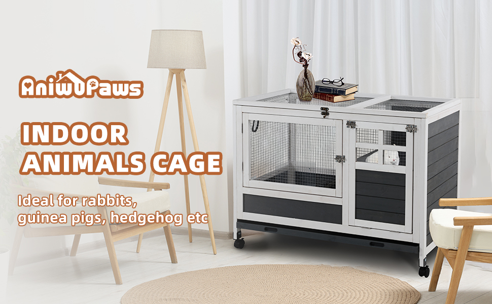 AniwuPaws Rabbit Hutch Indoor with Urine