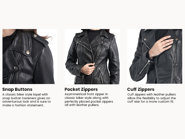 STREGA Leather Jacket Women Lambskin Leather Motorcycle Jacket