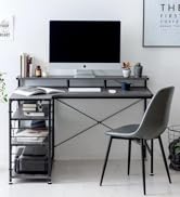 【美品】L字デスク 120cm幅 グレーブラック 大容量棚付き 幅120cm】Lauren L字デスク | interior shop インテリア