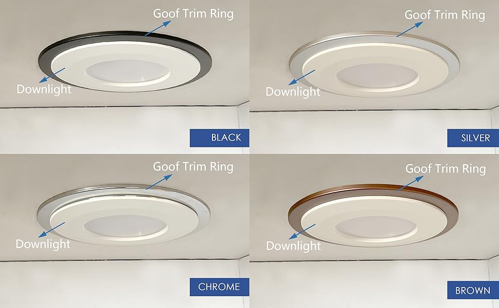 Jolux 4 Pack Matte Silver Goof Trim Ring for 5/6" Inch Recessed can Lighting Downlight, Plastic