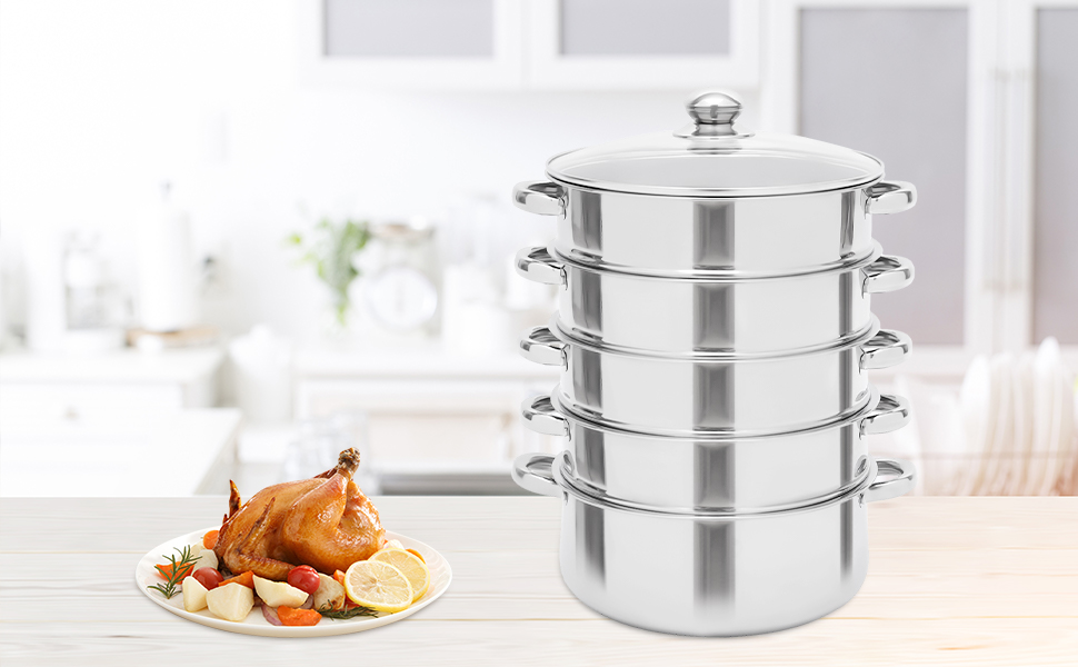 5tier MultiCooker Food Steamer Stainless Steel Vegetable Steamer