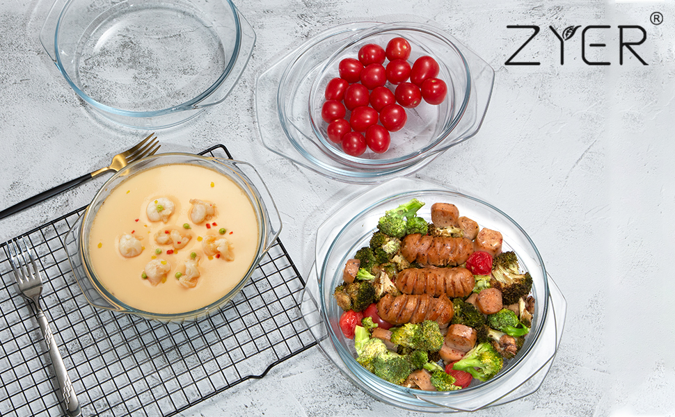 Round Glass Casserole Dish With Glass Lid Covered Glass Bakeware Ovenware Easy Grab