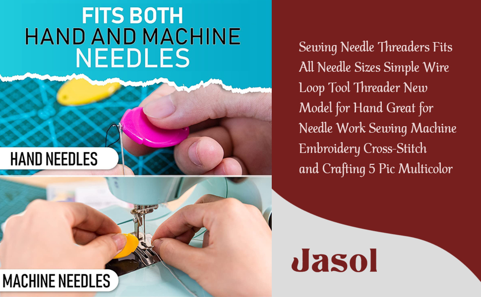 Jasol 5 pic Sewing Needle Threaders Fits All Needle Sizes, Multicolor