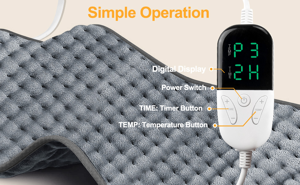 Heating Pad, Electric Heating Pad for Dry & Moist Heat, Extra Large