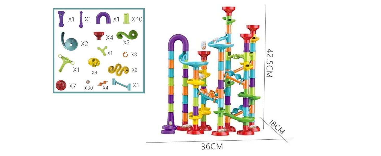 113 pcs Marble Run Race Toy Set, Construction Building Block Maze Toy