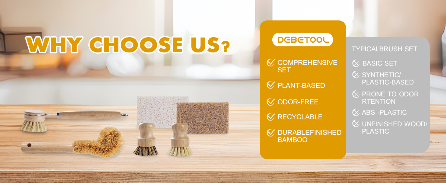 Bamboo dish brush set