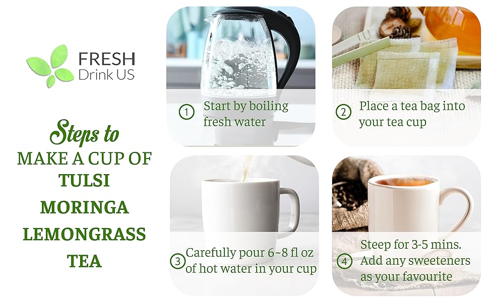 tulsi holy basil moringa lemongrass leaves leaf tea bags