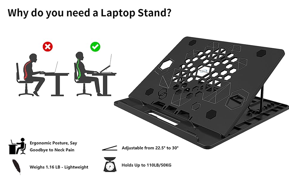 AICHESON Portable Laptop Stand, Height Adjustable 1.16 LB Ergonomic