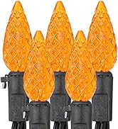 Brizled Orange String Lights, 33ft 100 LED Faceted C5 Orange Halloween Lights, 120V UL Certified ...