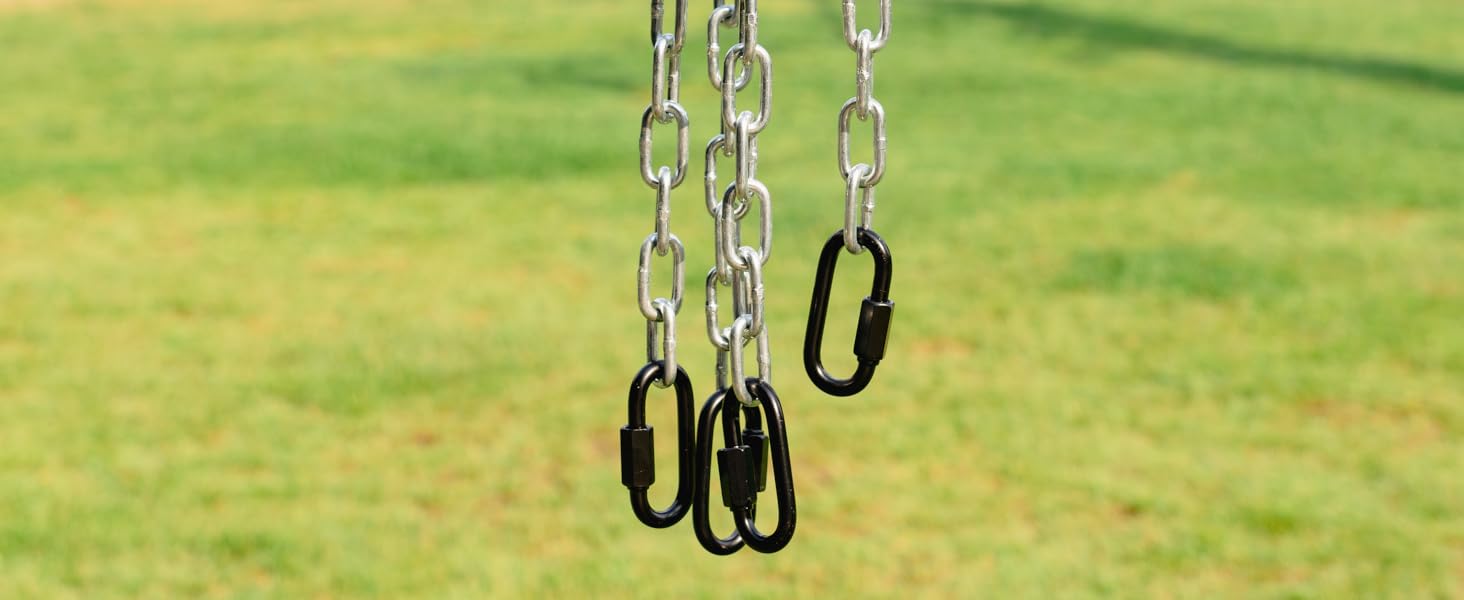BeneLabel 2Pcs 28 inch Silver Hanging Chain Kits with 4 Carabiners 1000 LB Capacity Heavy Duty Hanging Hammock Chair Hardware Swing Extender Chain for Hanging Chair, Punching Bags, Porch Swing 16 BeneLabel 2 Hanging Chair Chain with 4 Carabiners