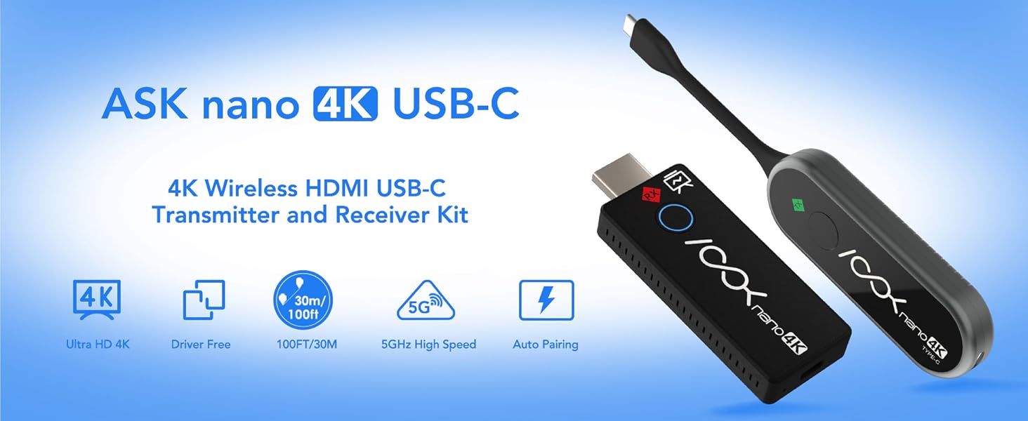 Wireless HDMI Transmitter and Receiver USB-C