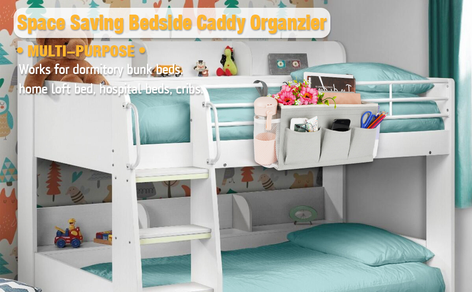 Moutitou Bedside Organiser Bedside Caddy Bedside Storage Caddy with Fixed Straps and Water