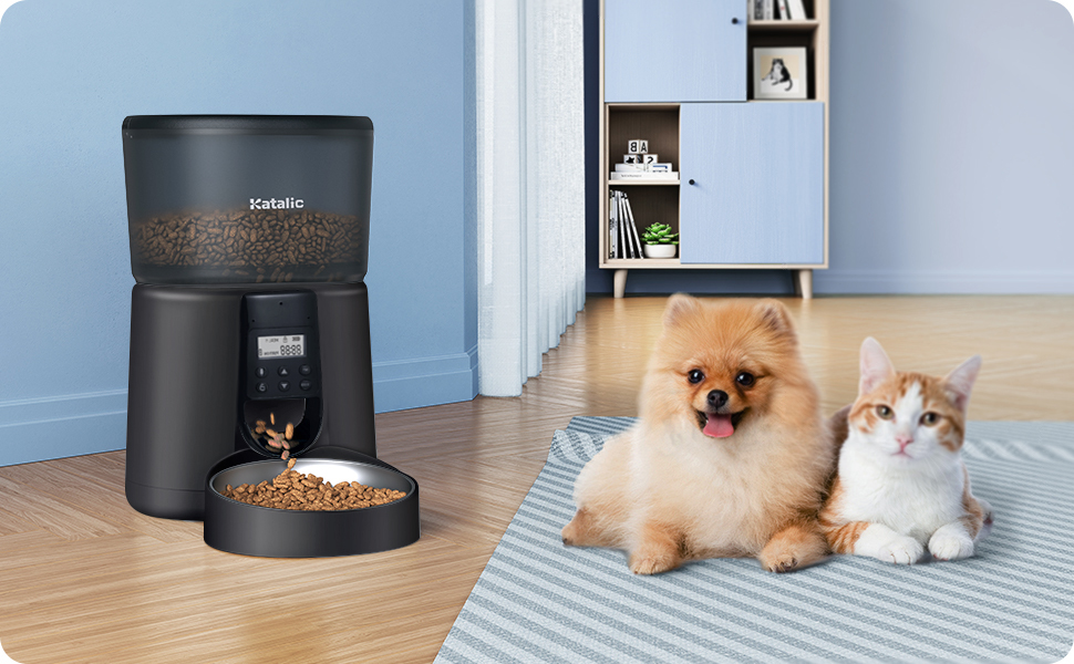 Pet Supplies Katalic Automatic Cat Feeders,ClogFree 4L Cat Food