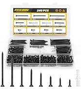 Wood Screws Assortment Kit, FIXLINK 240 PCS High Hardness Flat Head Wood Screws Set, Phillips Dri...