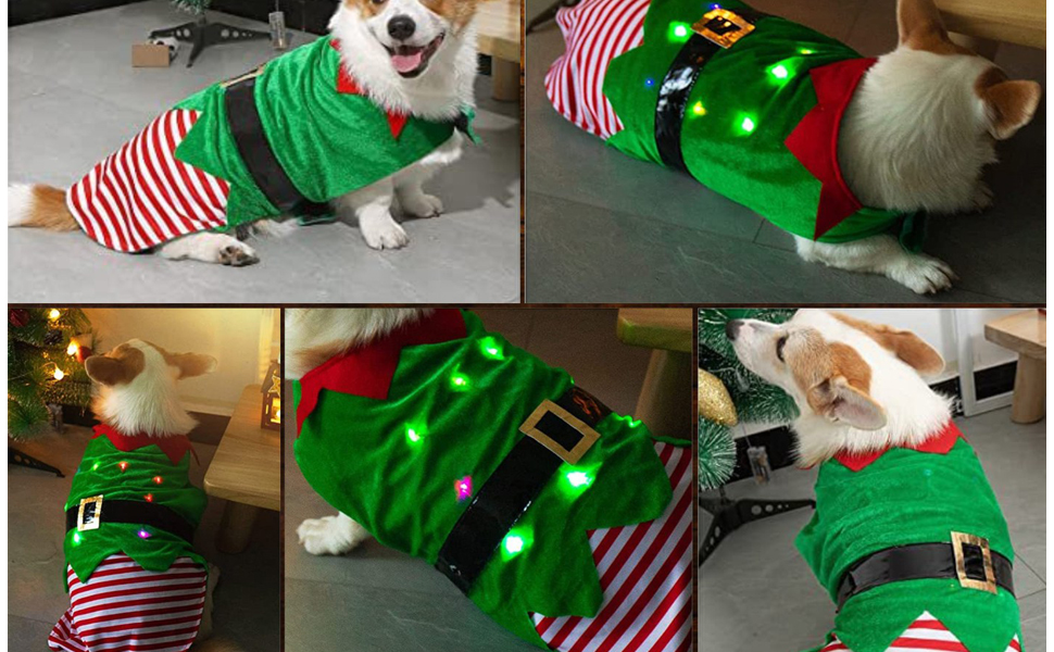 Idepet Christmas Dog Clothes Costume and Christmas Rope