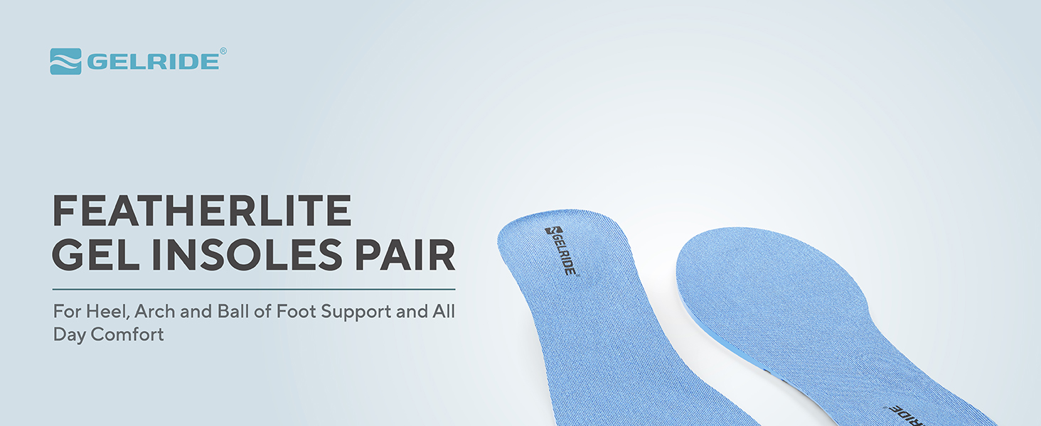 GELRIDE FeatherLite Gel Insoles Pair for Walking, Running, Sports
