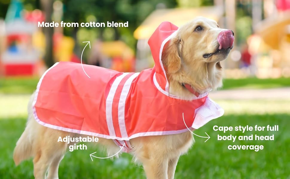 Pet Set Go Cape Style Dog Raincoat with Hoodie Double Layered Water