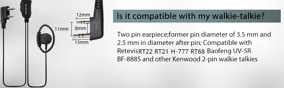 Walkie Talkies Earpiece Compatible Models 