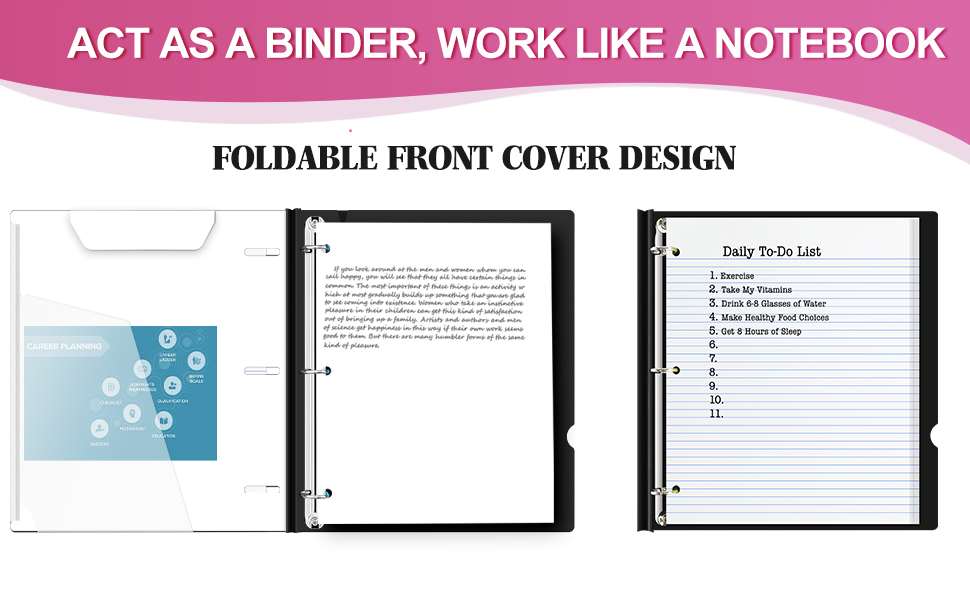 INFUN 1 Inch Telescoping 3 Ring Binder 4PCSWhite