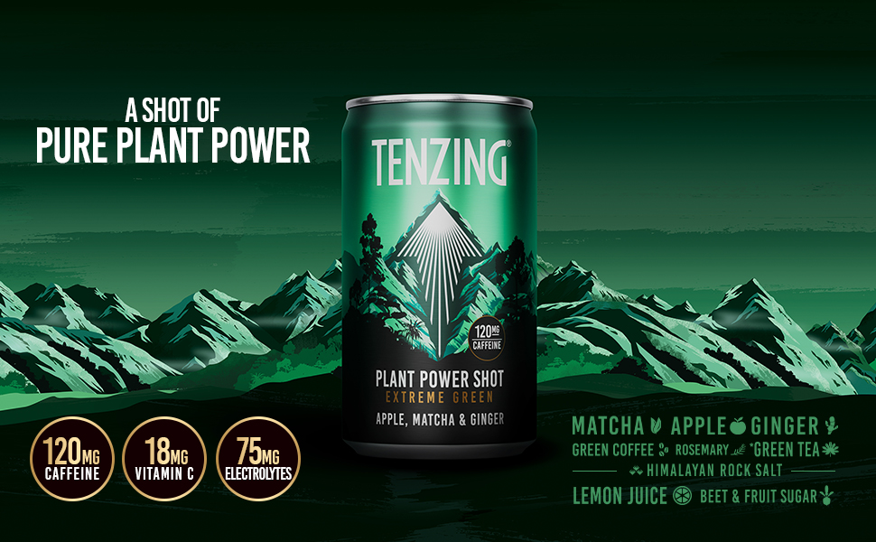TENZING Natural Energy Plant Power Shot, Plant Based, Caffeine