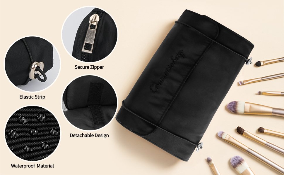 GoodSing Makeup Brush Organizer Bag, 2 IN 1 Cosmetic Bag for Storage Brushes