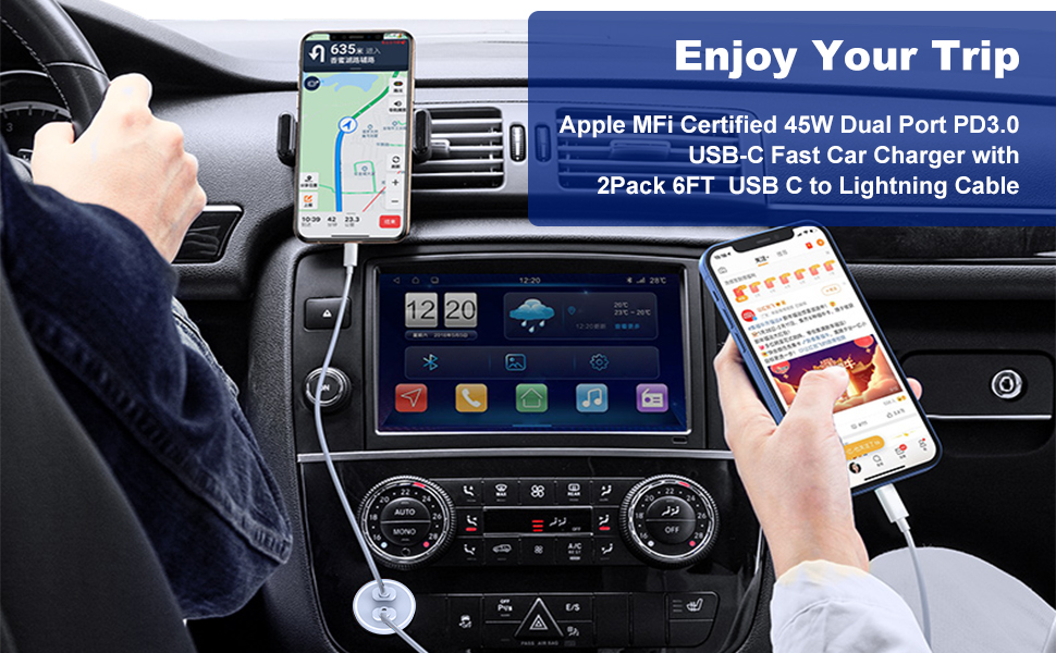 Apple MFi Certified 45W Dual Port PD3.0