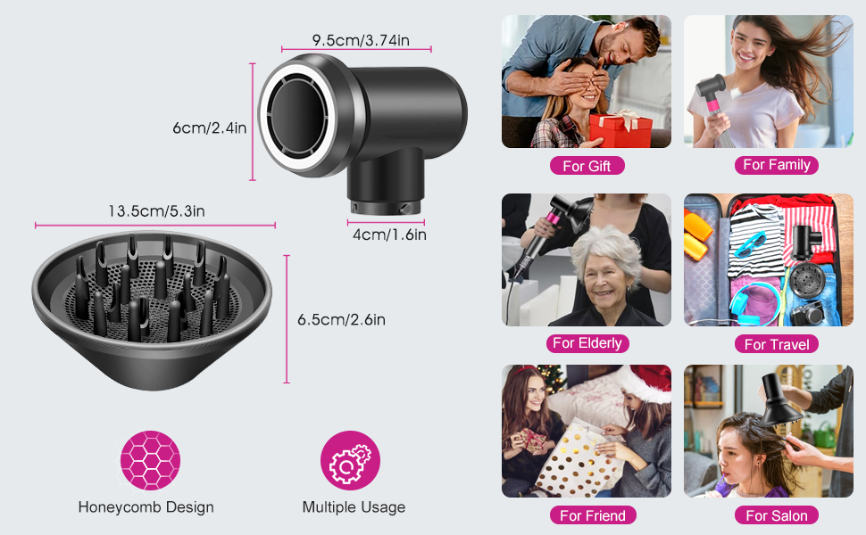 Adapter and Hair Diffuser for Dyson Airwrap Styler HS01 HS03 HS05