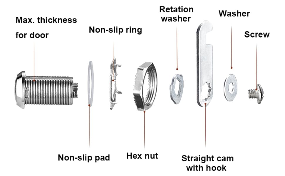 XIEHE 4 Packs Cam Mailbox Lock 103 Zinc Alloy Tool Drawer