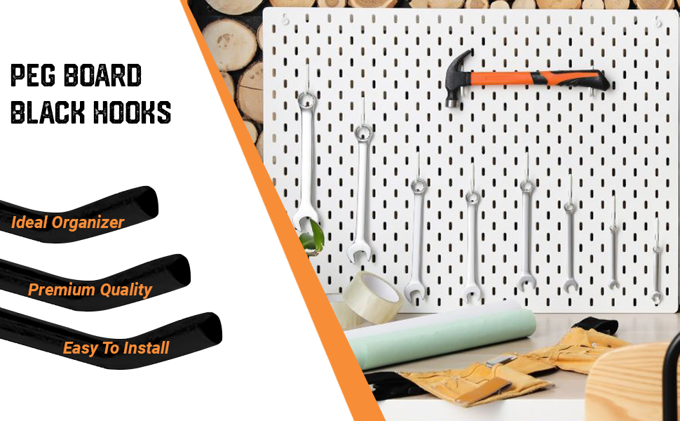 FactorDuty 4" Length Steel Black PEG Board Pegboard