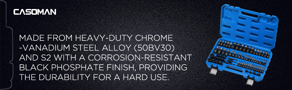 Made from heavy-duty 50BV30 and S2 with a corrosion-resistant black phosphate finish.