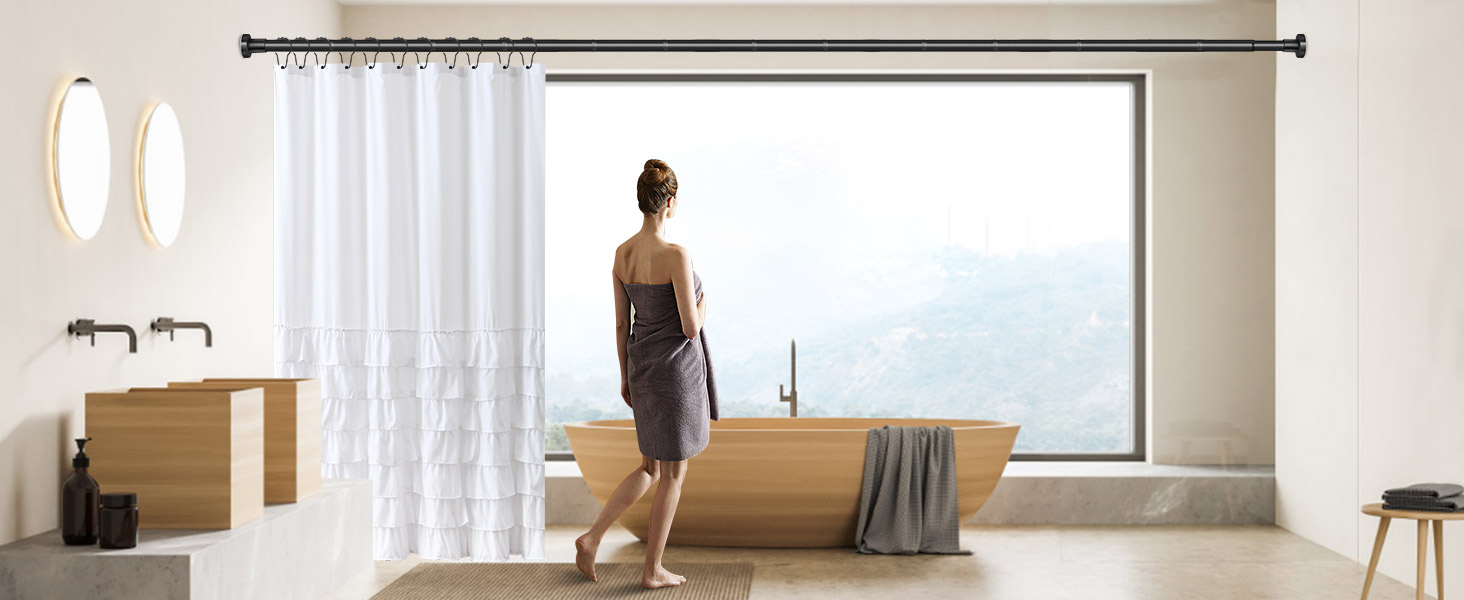 black shower curtain rod