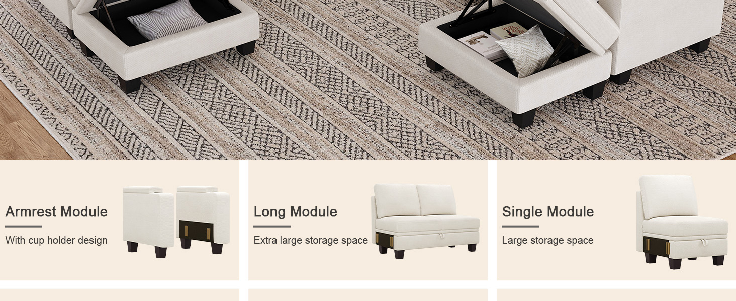 Belffin Modular Sectional Sofa Couch with Storage U Shape