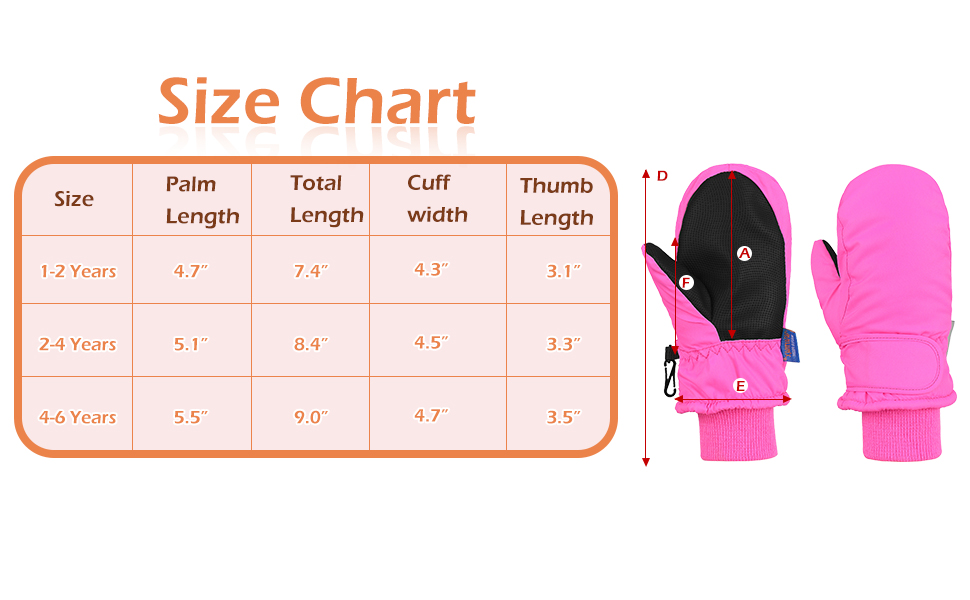 Toddler Winter Gloves Boys Girls Kids Waterproof Gloves Baby Mittens