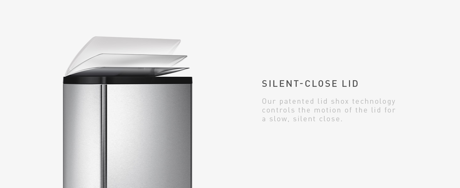 Silent-Close Lid | Our patented lid shox tech controls the motion of the lid for slow, silent close