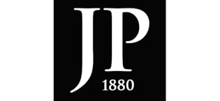 Weiße Schrift auf schwarzem Grund bildet das Logo von JP1880.