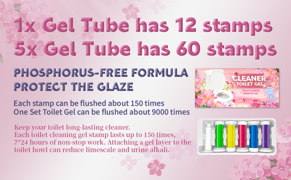 Toilet Bowl Gel Stamp, 5Pcs/60 Count Toilet Bathroom Cleaner 5 Kinds Of
