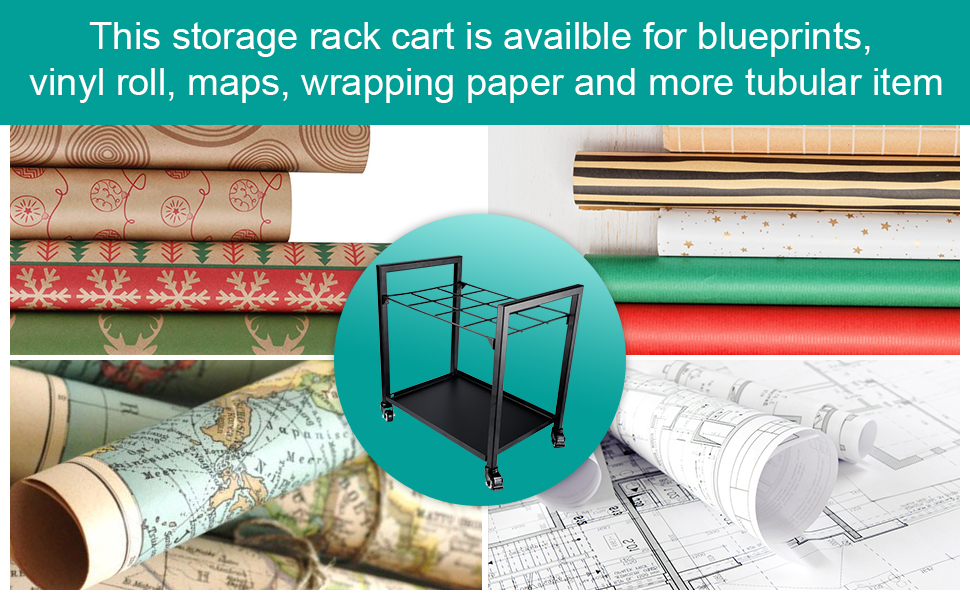 Pektiftn Blueprint Storage Rack 12 Slots, Mobile Roll File