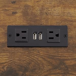 Farmhouse End Table, 24" Large Sofa Side Table with Charging Station