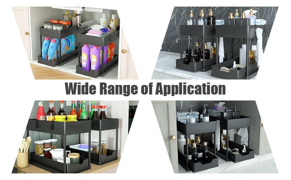 MEAFBIRD 2 Pack Under Sink Organizer, 2 Tier Bathroom Organizer