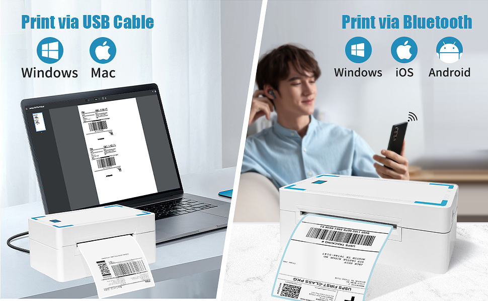 MORTENTR Bluetooth Thermal Shipping Label Printer, 4X6